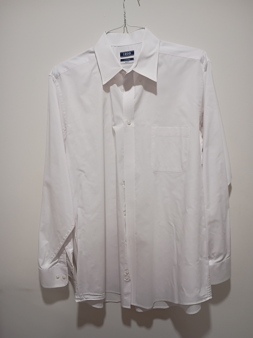 Izod Men's White Dress Shirt with Navy Label